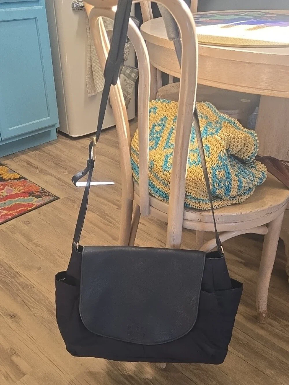 Tory Burch Navy Nylon and Leather Flap Shoulder Diaper Bag / Tote